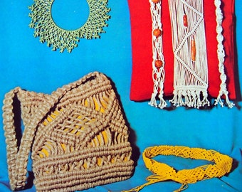 Livre De Modèles Macramé Vintage 1971 - 12 Designs De Ceintures Et Sacs, Occasion Propre, Référence USA