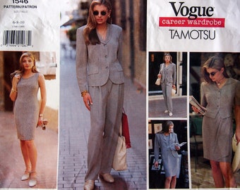 Misses' Jacket, Dress, Top, Skirt & Pants Size 6, 8, 10 Vogue Career Wardrobe Tamotsu 1546 Vintage Uncut Sewing Pattern 1995