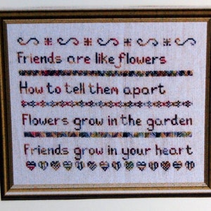 Friends Are Like Flowers By KJ Designs Cross Stitch Pattern Packet Undated