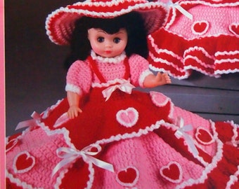 Sweetheart - Music Box Doll And Pillow Doll By Fibre Craft Vintage Crochet Pattern Leaflet 1990