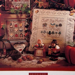 Thanksgiving Folio von Teri Richards And Shepherd's Bush Printworks Vintage Kreuzstichmuster Faltblatt 1994