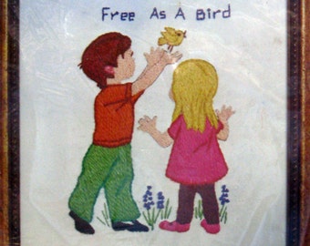 Free As A Bird By Pauline Denham Unopened Vintage Crewel Embroidery Stitchery Kit 1972