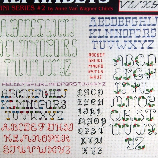 20 Backstitch Alphabets - Mini Series #2 By Anne Van Wagner Childs Vintage Counted Cross Stitch Pattern Leaflet 1985