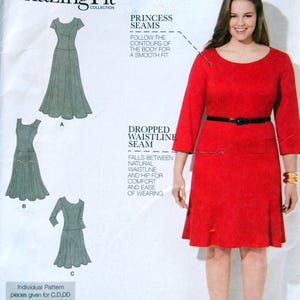 Misses&#39;/Women&#39;s Dress In Three Lengths Size 20W To 28W Simplicity Amazing Fit Collection 1537 Uncut Sewing Pattern 2013