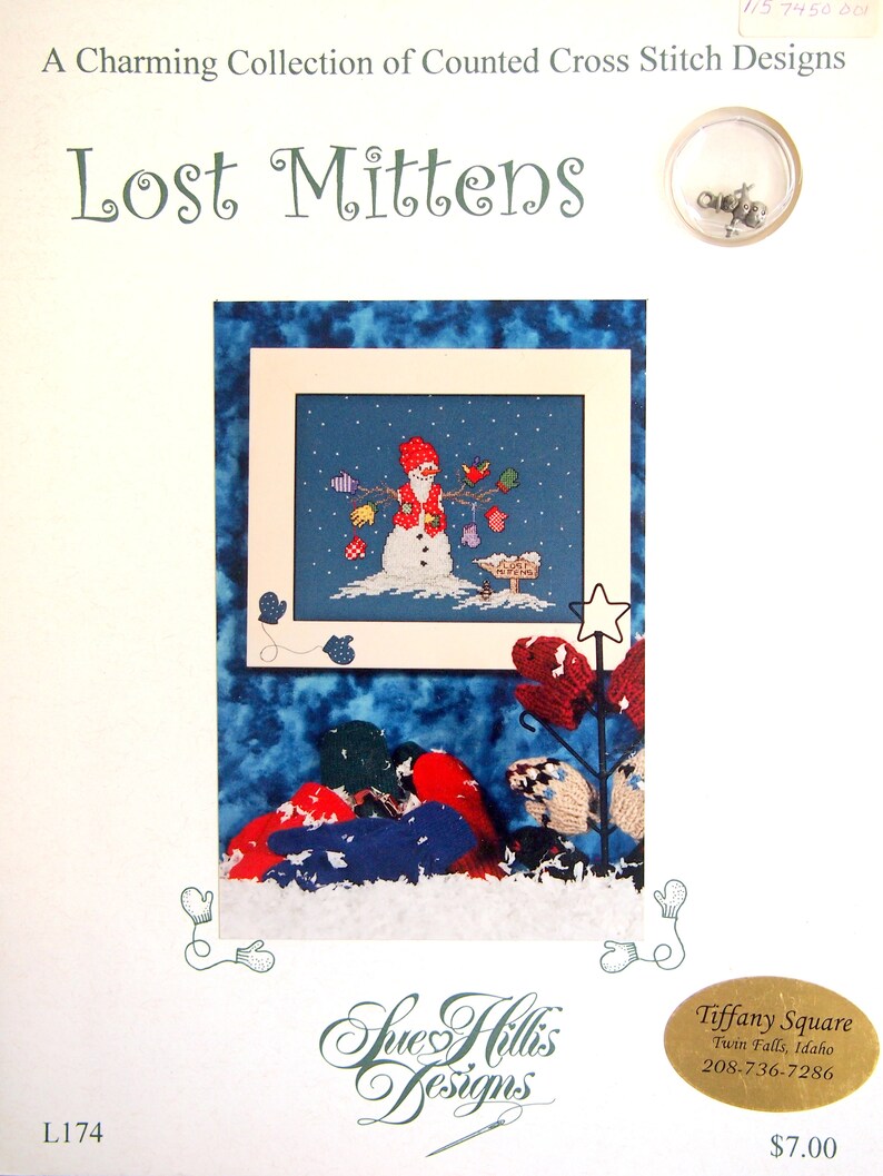 Lost Mittens By Sue Hillis Designs Vintage Cross Stitch Pattern Leaflet 1999 With Charm