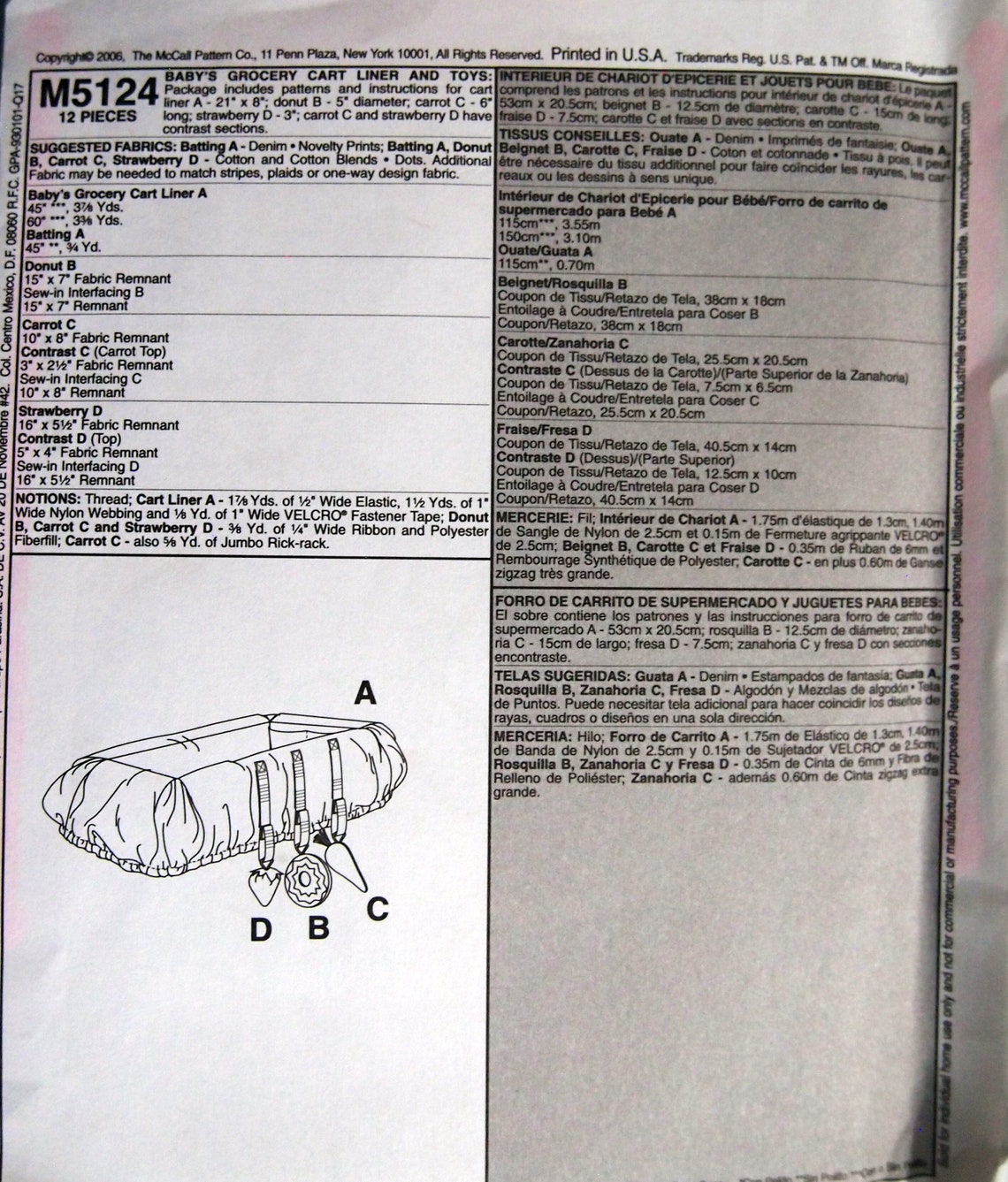 Baby's Grocery Cart Liner and Toys Mccall's Crafts Etsy