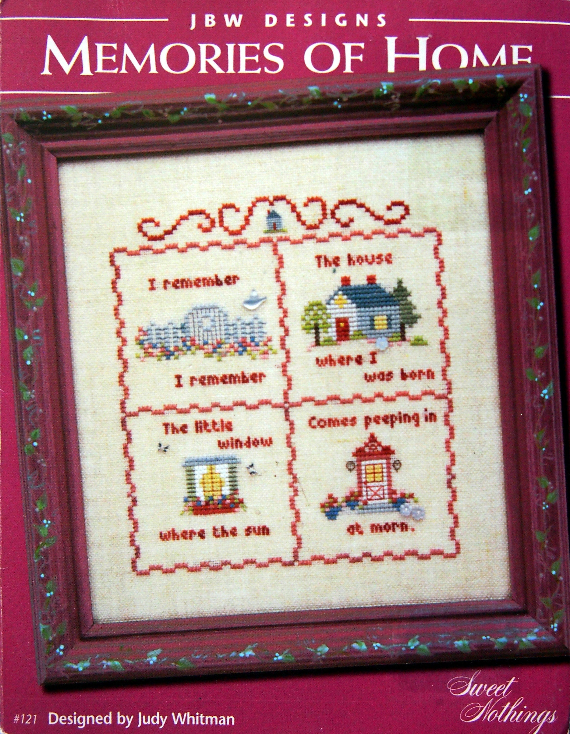 Memories of Home with Buttons Sweet Nothings by Judy Whitman and JBW  Designs Small Cross Stitch Pattern Leaflet 2004 