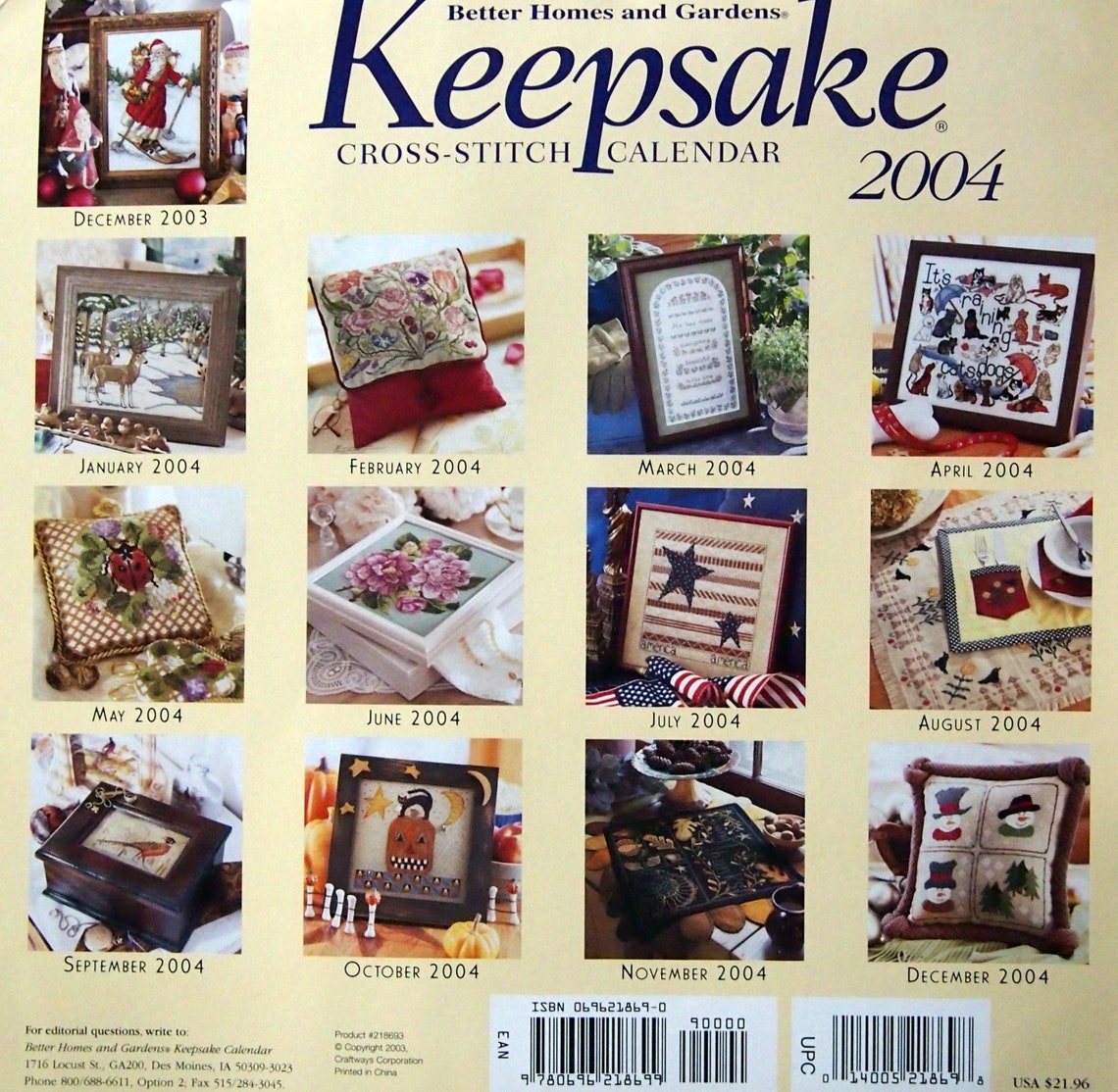 Keepsake Cross Stitch Calendar By Better Homes And Gardens Etsy