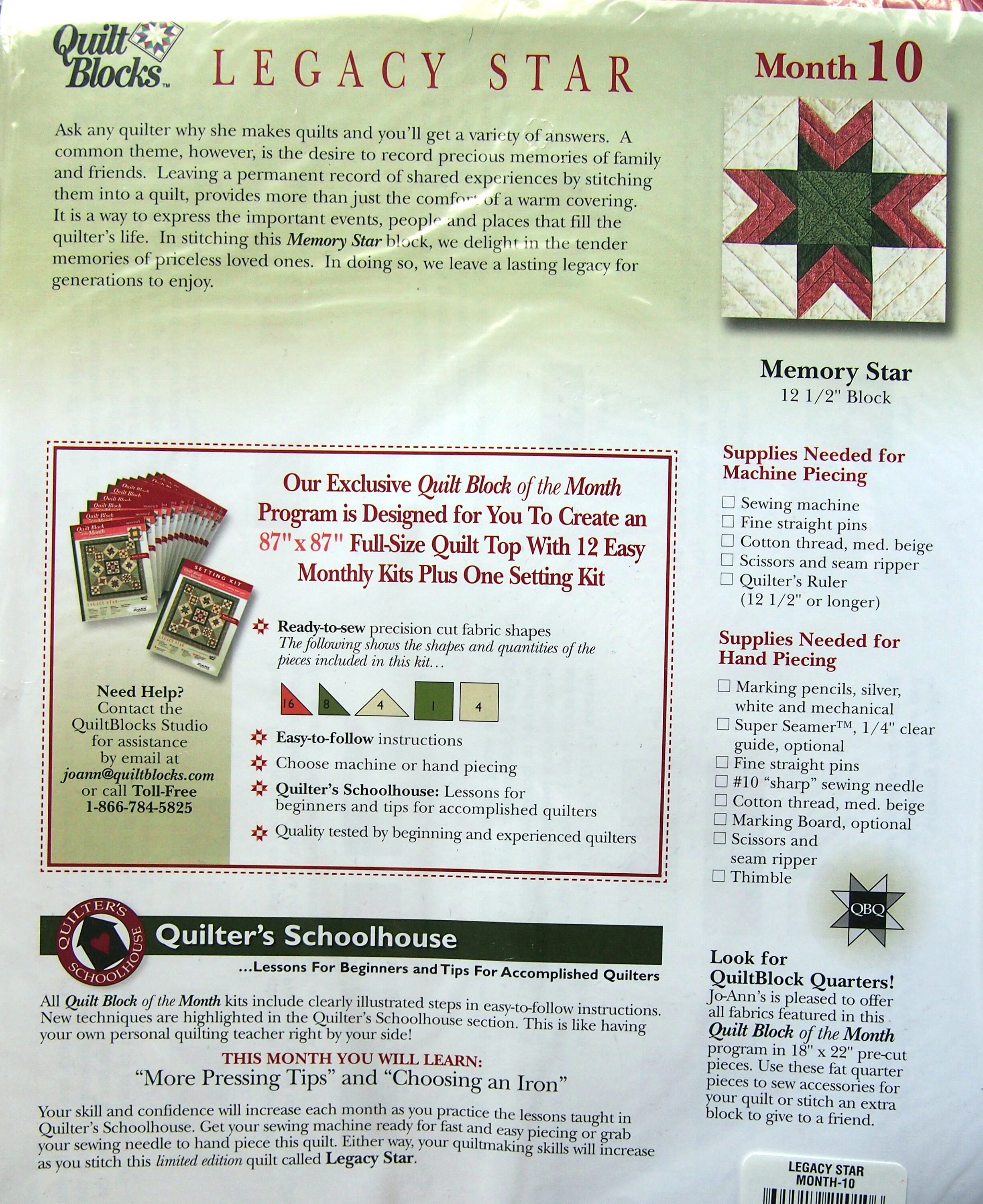 Memory Star - Month 10 - Legacy Star for Joann Fabric and Craft Vintage ...