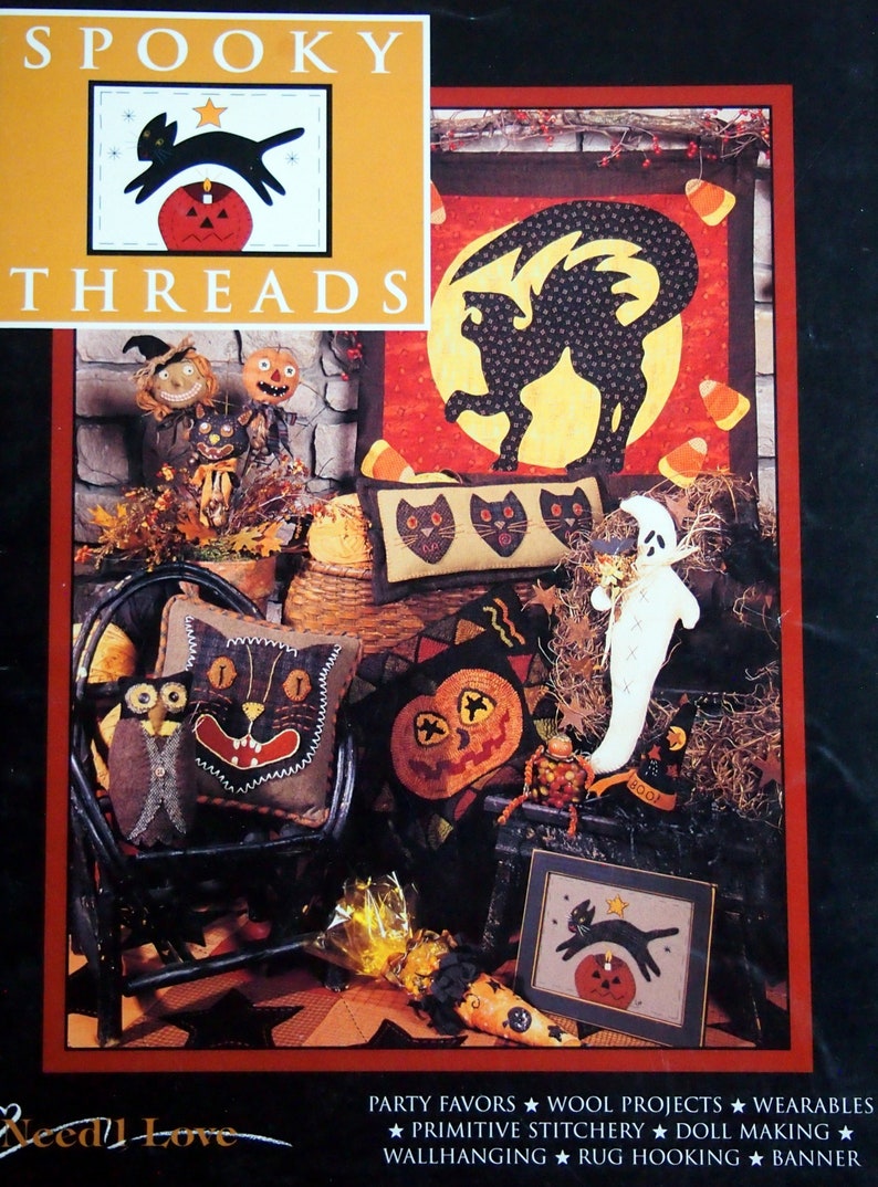 Wool Applique And Needlework Pattern Booklet Undated Spooky Threads By Need/'l Love Paperback Quilting