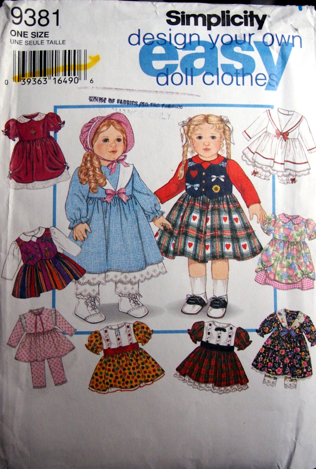 Simplicity 8961 Doll Clothes Fits 18 Inch Dolls Sewing
