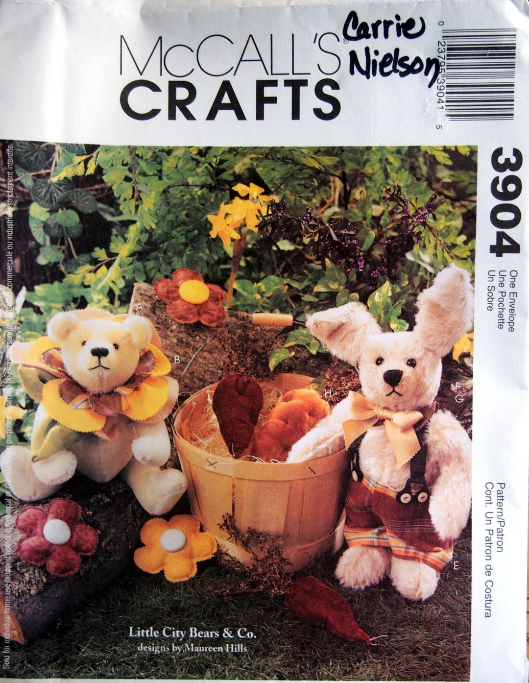 Plush Bear and Bunny Mccall's Crafts 3904 Vintage Uncut Sewing Pattern ...