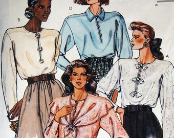 Vtg 80s Blouse Top Long Sleeve Decorative Front Closure