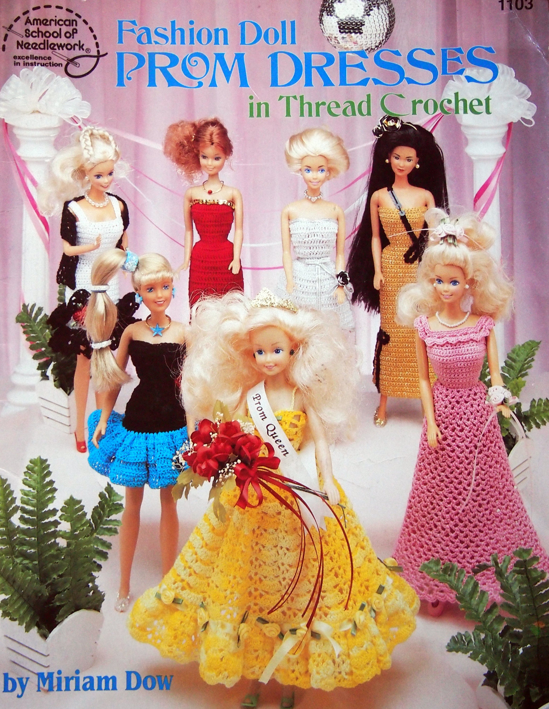 doll prom dress Fashion Doll Prom Dresses in Thread Crochet by Miriam Dow Vintage Crochet  Pattern Leaflet 1991