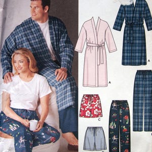 Women's And Men's Pants Or Shorts And Robe Size XL, XXL, XXXL Simplicity 2-Hour Sleepwear 5314 Vintage Uncut Sewing Pattern 2003