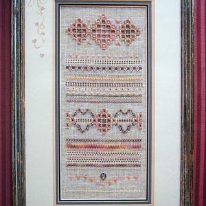 Diamanten & Herzen von Lesa Steele Designs Vintage Hardanger Stickerei und Kreuzstichmuster Faltblatt 1997