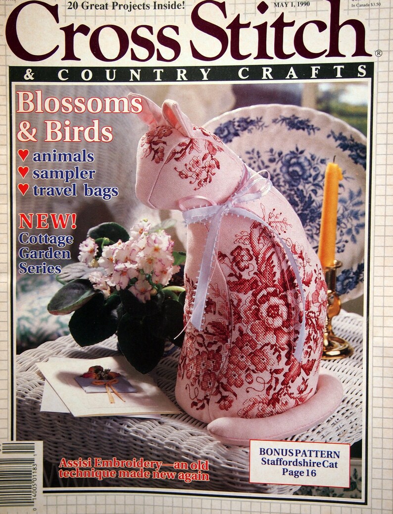 Cross Stitch And Country Crafts Vintage Cross Stitch Pattern Magazine MarchApril 1990