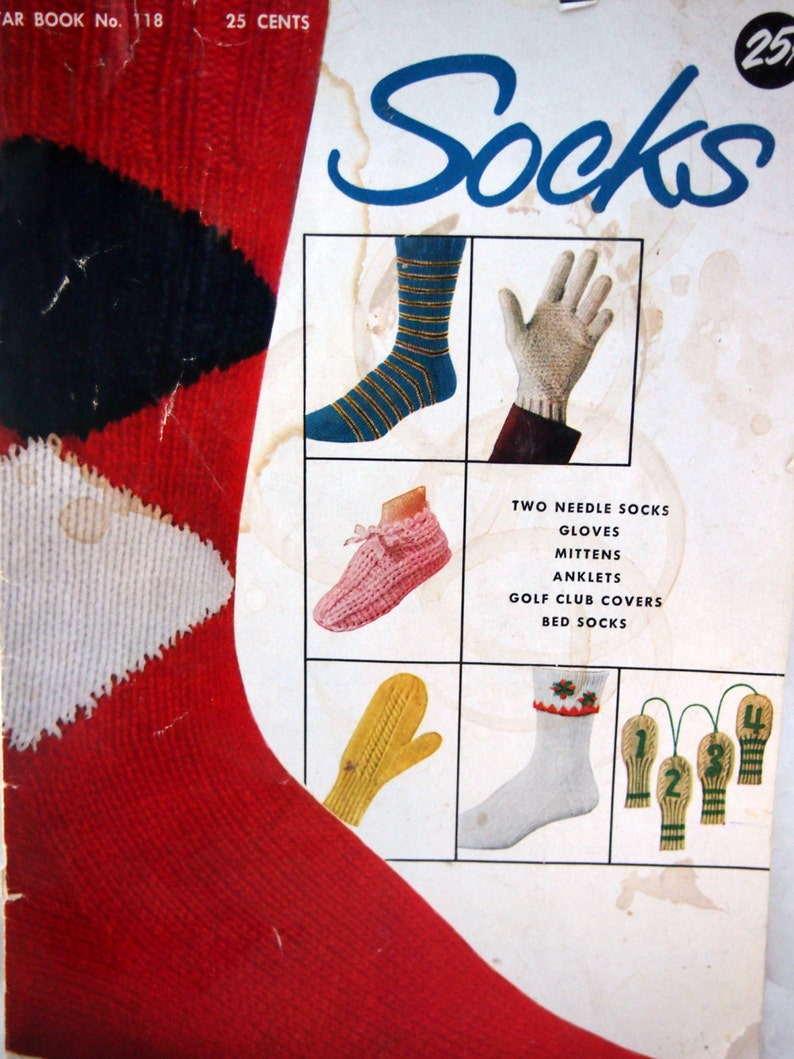 Vintage Knitting Leaflet 1955 118 By The American Thread Co Socks Star Book No