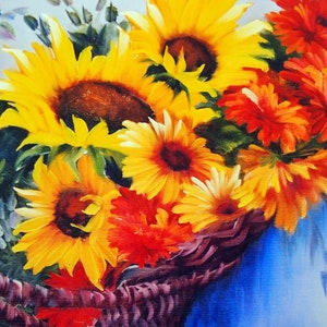 Basket Of Sunflowers By Annette Kowalski Vintage Decorative Painting Pattern Packet 1996