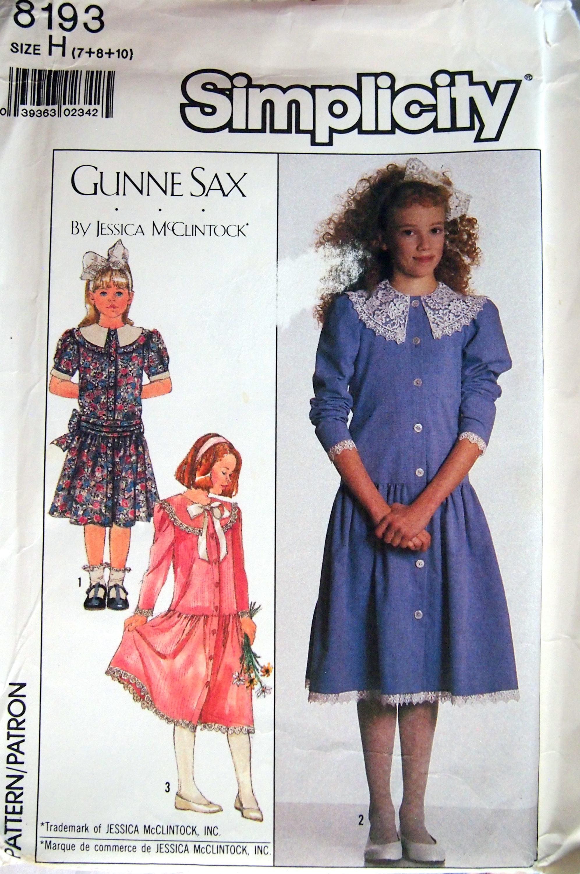 Girls' Dress Size 7, 8, 10 Simplicity Jessica Mcclintock for Gunne