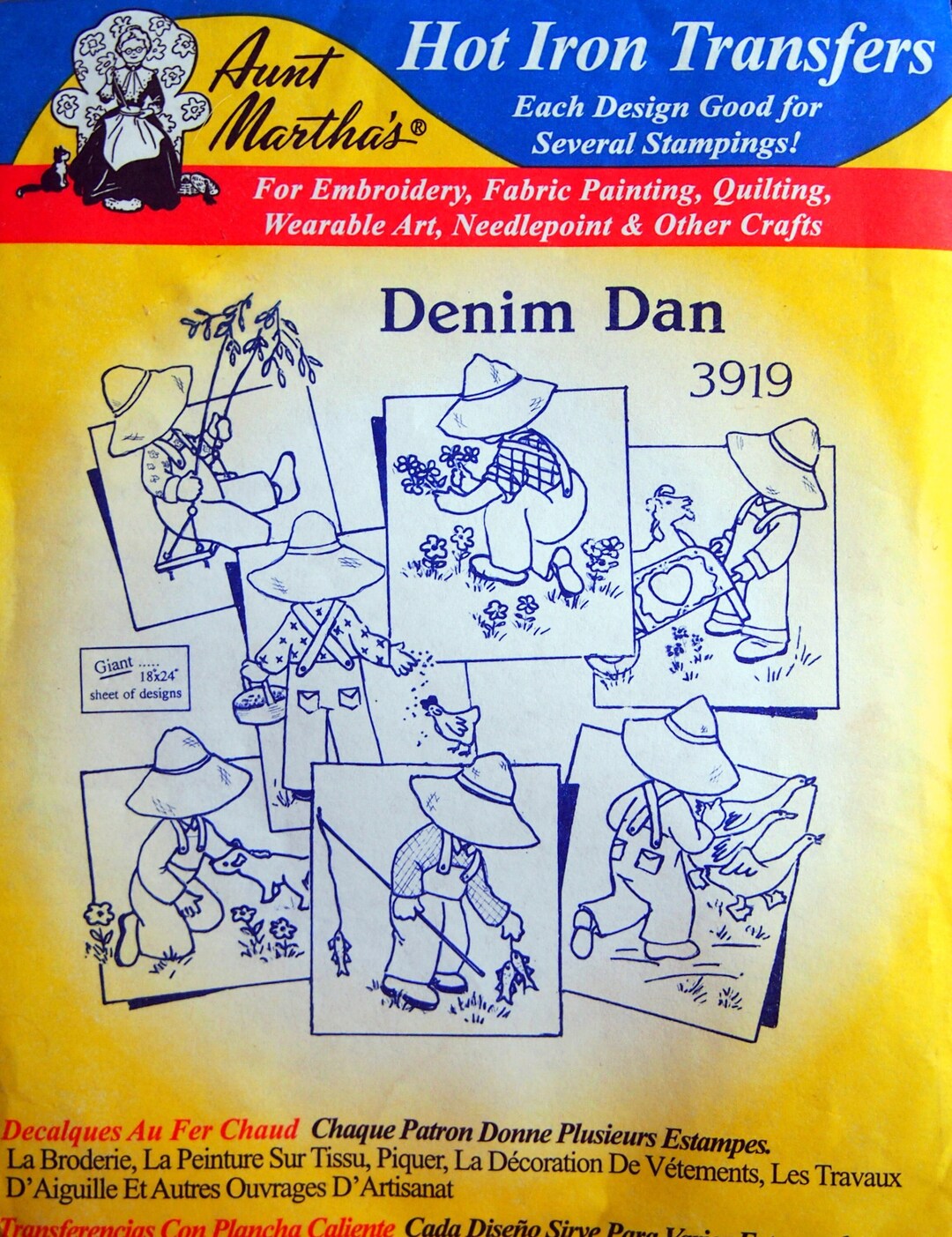 Denim Dan - Aunt Martha's 3919 Hot Iron Embroidery Transfer Pattern ...