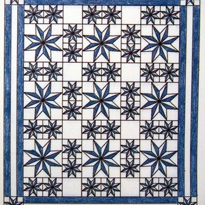 Split Diamond Star (mit Schablone) von Spinnspulen Vintage Quilt Muster Blättchen und Schablone 1989