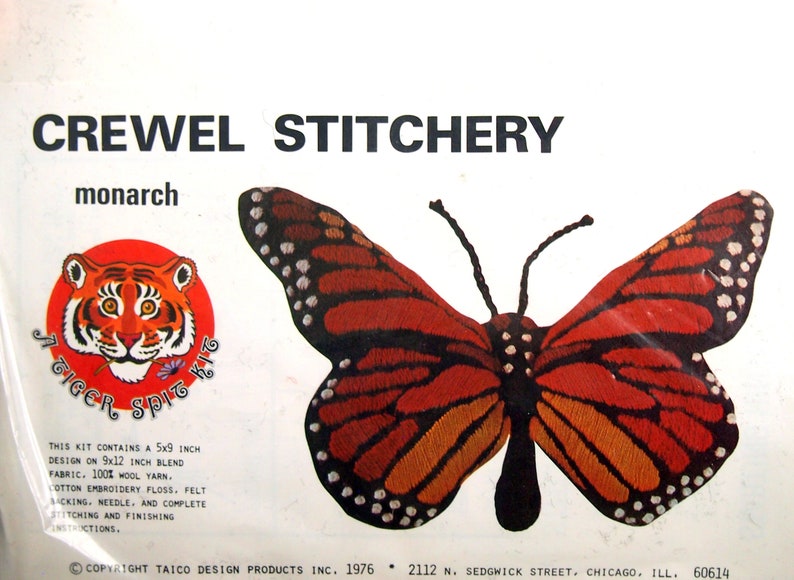 A Tiger Spit Kit By Taico Design Products Monarch Inc Vintage Crewel Embroidery Kit 1976