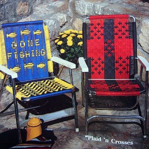 Macrame Chairs For Country Living - 12 Patterns For Creating Lawn & Patio Chairs By Liz Miller Vintage Macrame Pattern Booklet 1988
