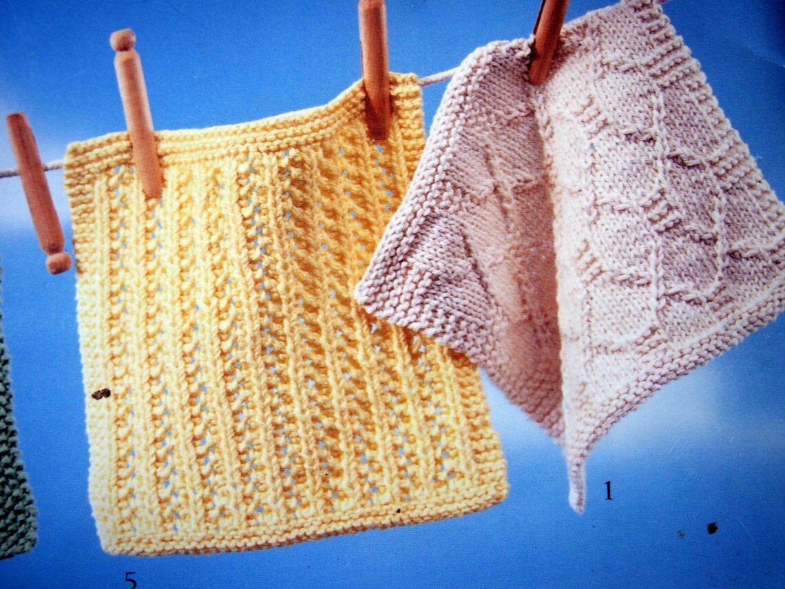 Nifty Knit Dishcloths by Leisure Arts Vintage Knitting Pattern Etsy