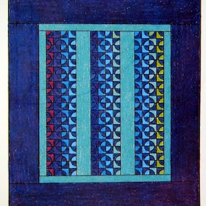 Mühlrad (mit Schablone) von Spinnspulen Vintage Quilt Muster Blättchen und Schablone 1989