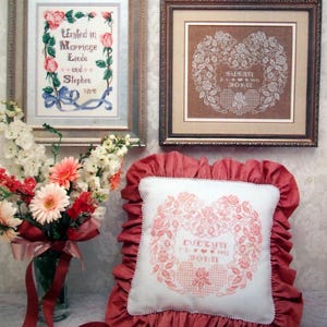 Elegante Hochzeit Sampler von Bea & Chris Vintage Kreuzstichmuster 1992