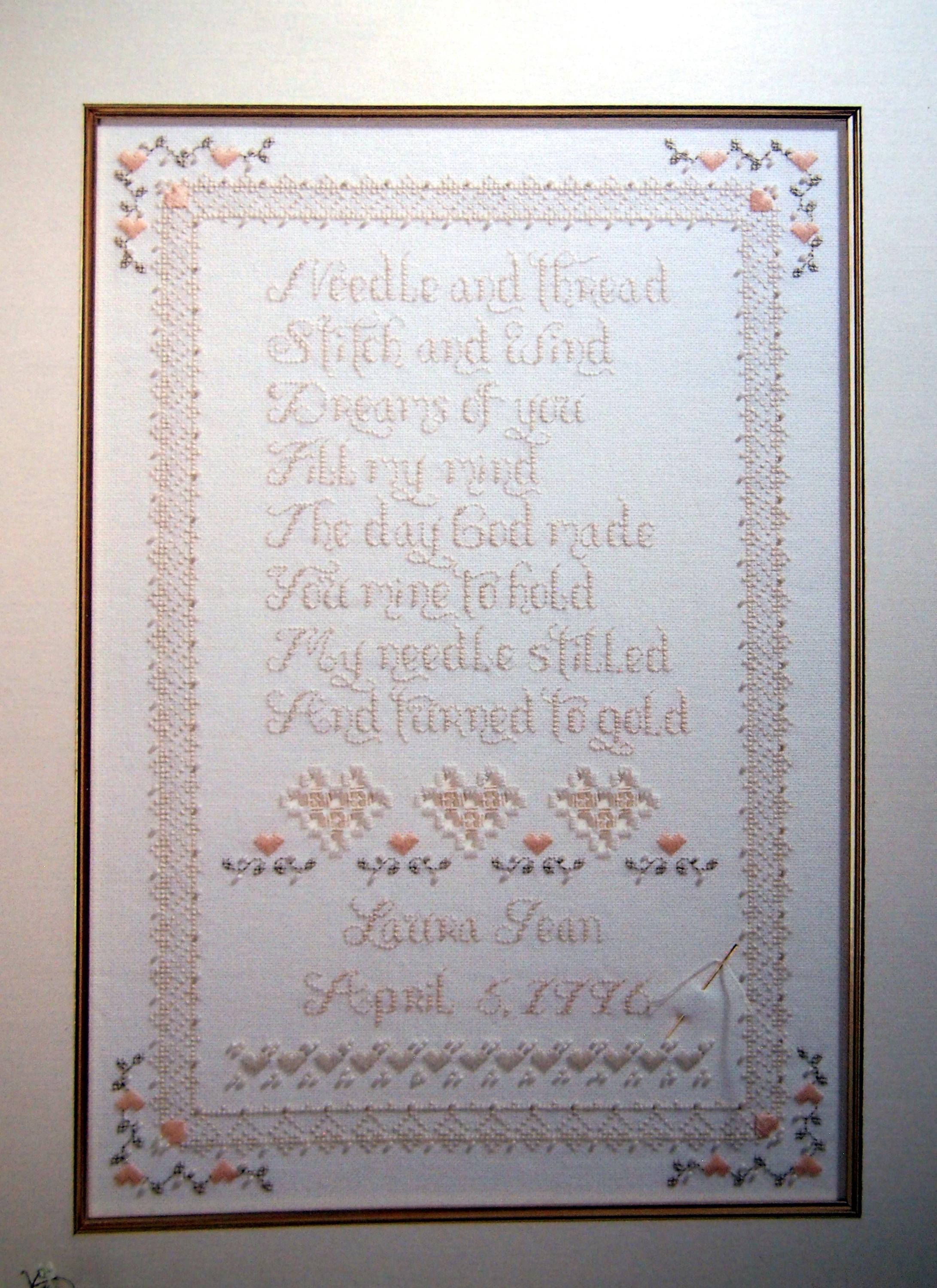 Heirloom Birth Announcement - The Golden Needle Collection By Lorri Birmingham Vintage Cross Stitch And Embroidery Pattern Leaflet 1995