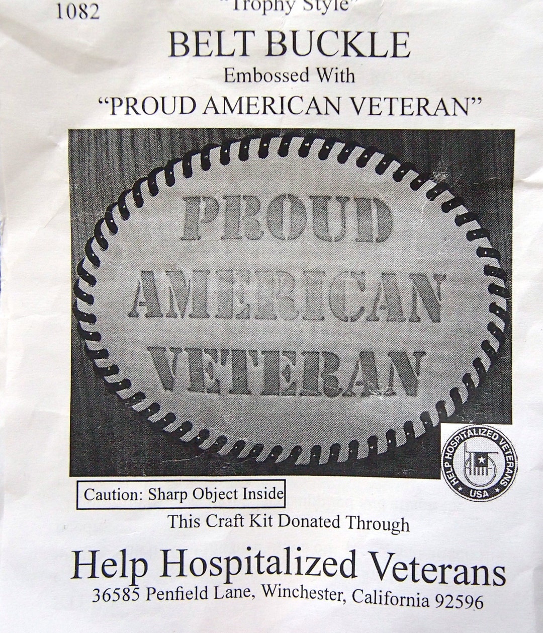 Trophy Style Belt Buckle Embossed With Proud American Veteran Leather