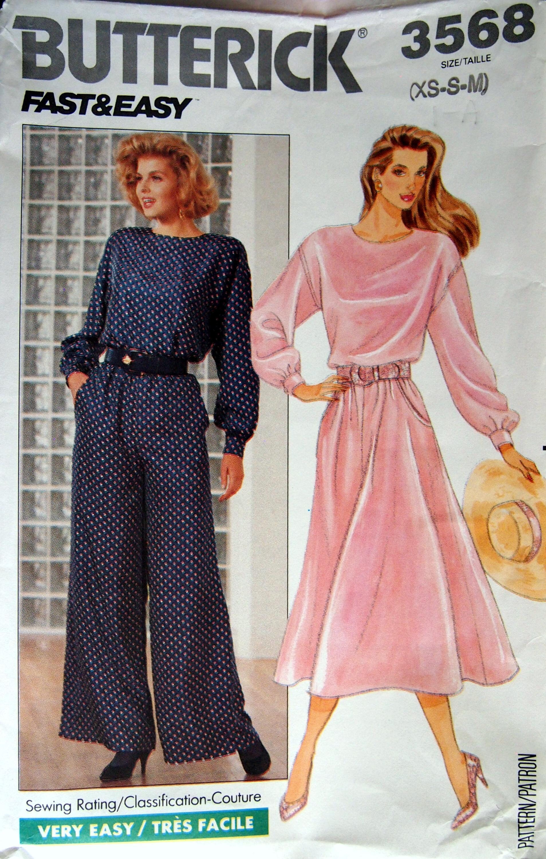 Misses Top, Rock und Hose Gr 34-38 Butterick Fast & Easy 3568 Vintage Uncut Schnittmuster 1989