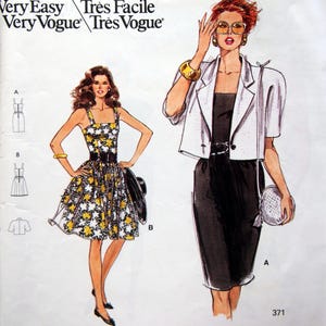 Misses&#39;/Misses&#39; Petite Jacket & Dress (READ DESCRIPTION) Size 12, 14, 16 Very Easy Very Vogue 7252 Vogue 7252 Uncut Sewing Pattern 1988