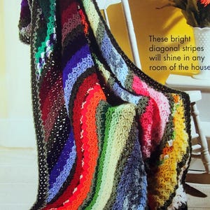Rainbow Stripe Afghan von Joyce Nordstrom und Annie's Scrap Crochet Club Häkelanleitung Leaflet 2006