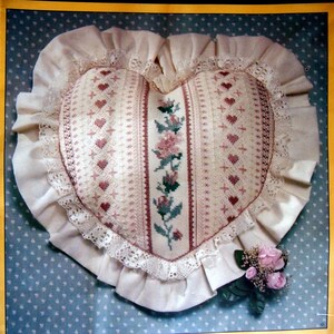 Country Rose Pillow By Dawne Marshall Cooley And Sunset Vintage Counted Cross Stitch Pillow Kit 1984