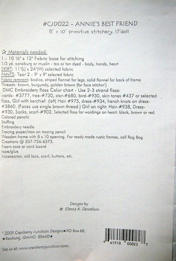 Kits & How To Stitchery And Doll By Cranberry Junction Vintage ...