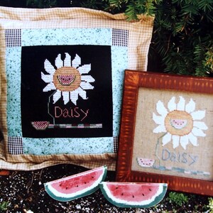 Daisy N 'Watermelon von Fanci Das Vintage gezählte Kreuzstichmuster Faltblatt 1994