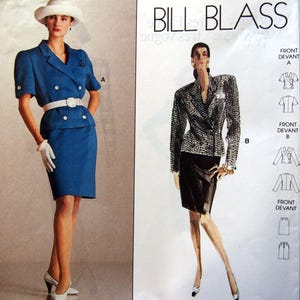 Misses&#39; Jacket & Skirt - Bill Blass (READ DESCRIPTION) Vogue American Designer Sz 8, 10, 12, 14, 16, 18 Vogue 2048 Uncut Sewing Pattern 1988