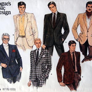 Men&#39;s Jacket Size 40 Vogue Basic Design 1269 Vintage Uncut Sewing Pattern Undated