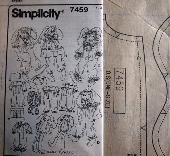 Bunnyページ 24-inch Rabbits and Clothes Simplicity Crafts 7459 Vintage