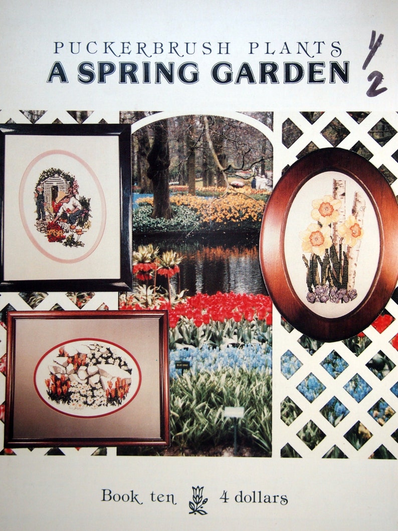 A Spring Garden Book Ten By Puckerbrush Plants Vintage Cross Stitch Pattern Leaflet 1985