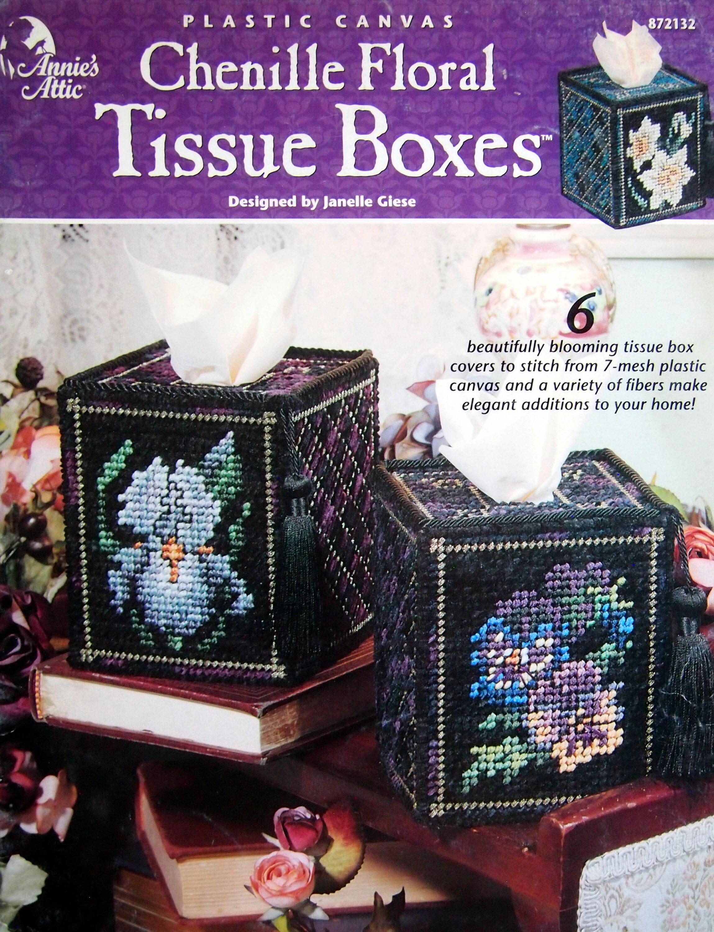 Chenille Floral Tissue Boxes by Janelle Giese and Annie's Attic