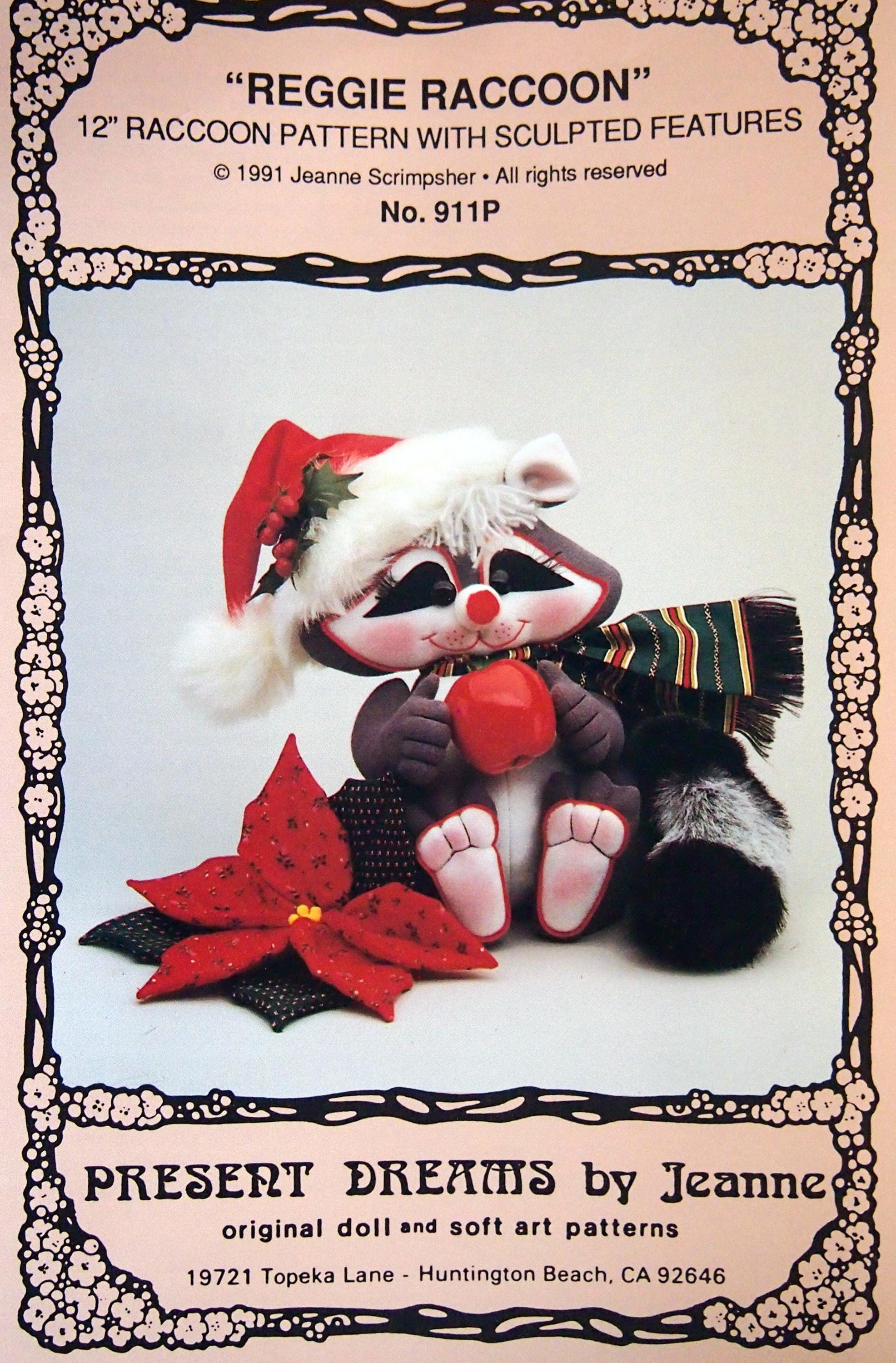Reggie Raccoon By Jeanne Scrimpsher And Present Dreams Vintage Uncut Sewing Pattern Packet 1991