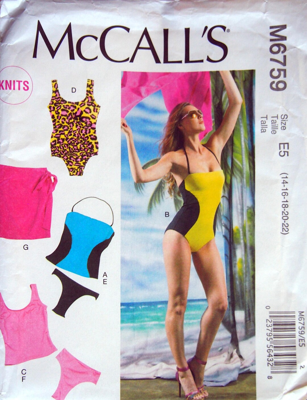Misses' Swimsuits and Cover-up Size 14, 16, 18, 20, 22 Mccall's