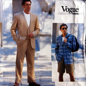 Men&#39;s Jacket, Vest, Shorts & Pants Size 38, 40, 42 Vogue Men 1753 Vintage Uncut Sewing Pattern 1996