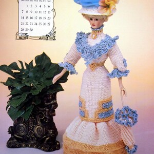 Miss April 1996 - Afternoon Frock - Annie's Calendar Bed Doll Society By Annie Potter Vintage Crochet Pattern Leaflet 1996