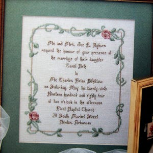 Hochzeitserinnerung von Anne Van Wagner Young Vintage gezähltes Kreuzstichmuster Leaflet 1987
