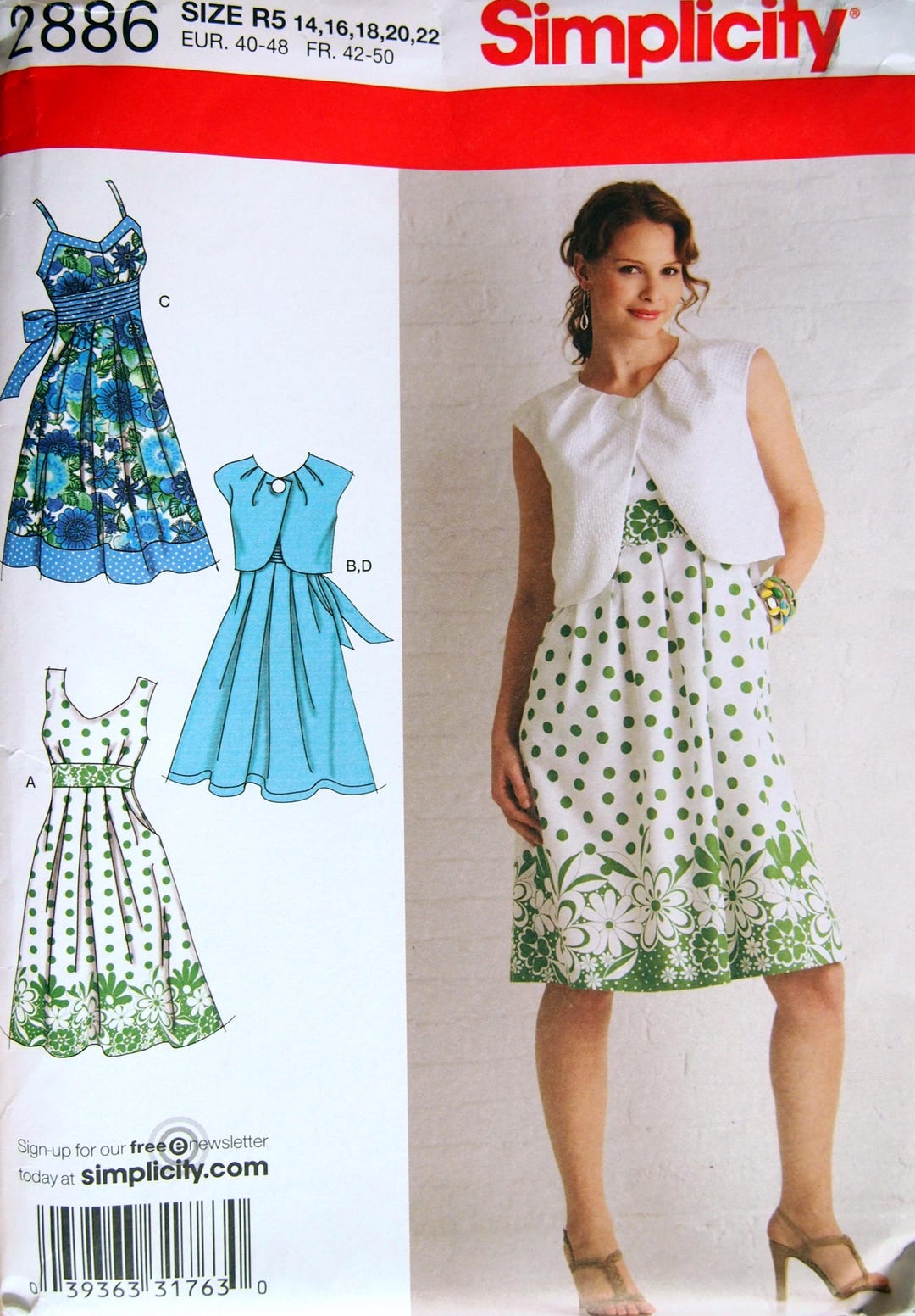 Misses' Dress With Bodice Variations and Bolero Size 14, 16, 18, 20, 22 ...